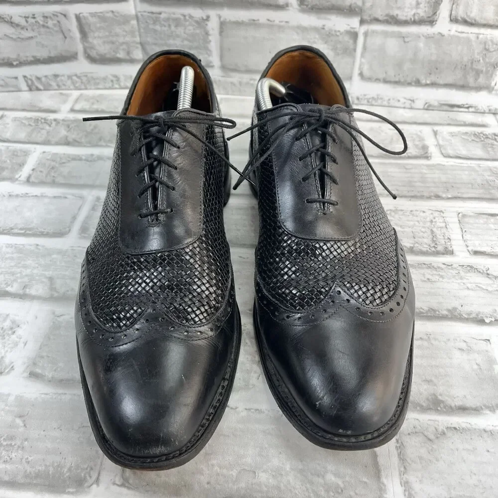 Allen Edmonds Hampstead Men’s Size 12 D Black Leather Wingtip Woven Oxford Shoes